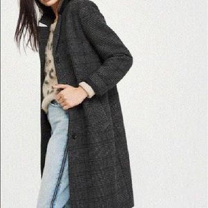 Abercrombie & Fitch Grey Plaid Wool Dad Coat